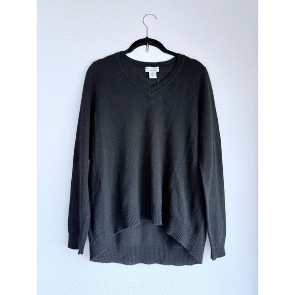 NWT Oats Cashmere by Debra Hayburn Kendra Too V-Neck Hi-Lo Sweater in Black M - Picture 3 of 9